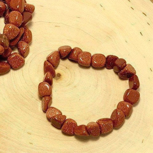 Goldstone Crystal Bracelet: Handmade Tumbled Stone Beaded Bracelet