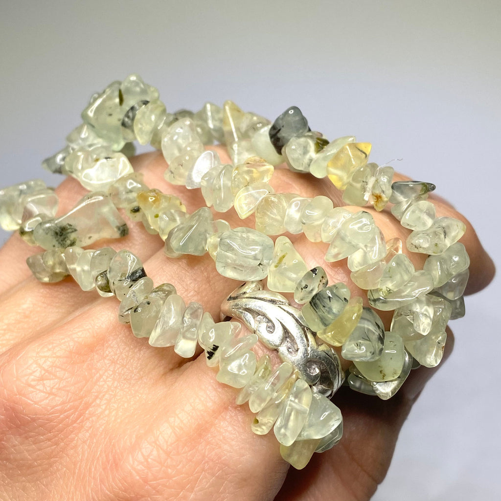 Prehnite Crystal Chip Bracelet: Handmade Gemstone Beaded Bracelet