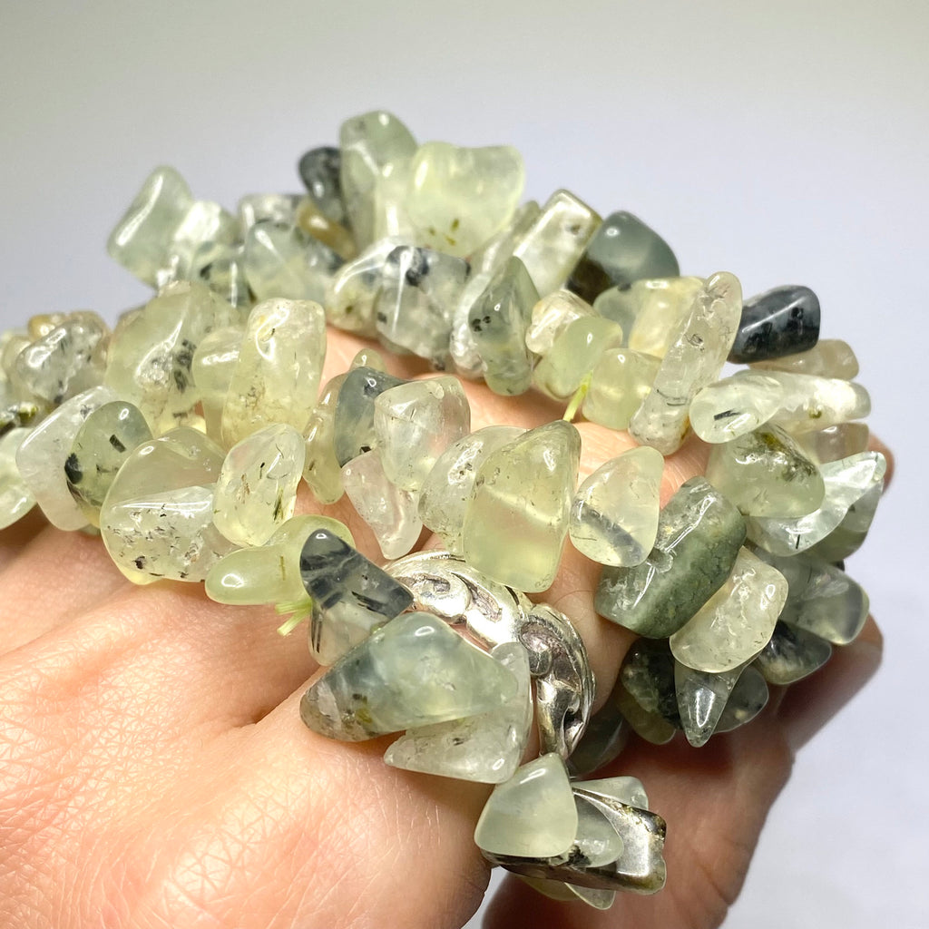 Prehnite Crystal Chip Bracelet: Handmade Gemstone Beaded Bracelet