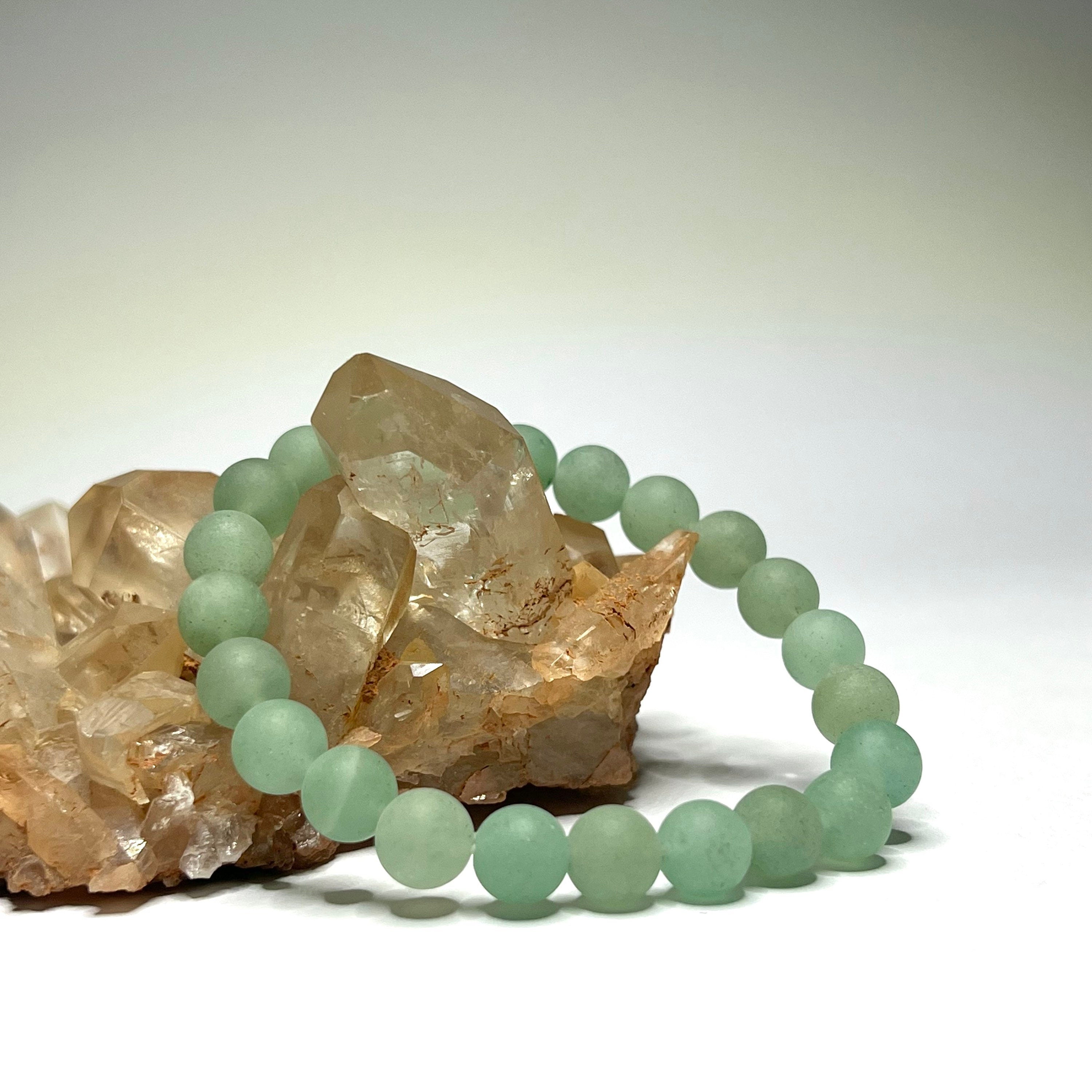 Green Aventurine Crystal Bracelet, 8mm Matte Beaded Bracelet