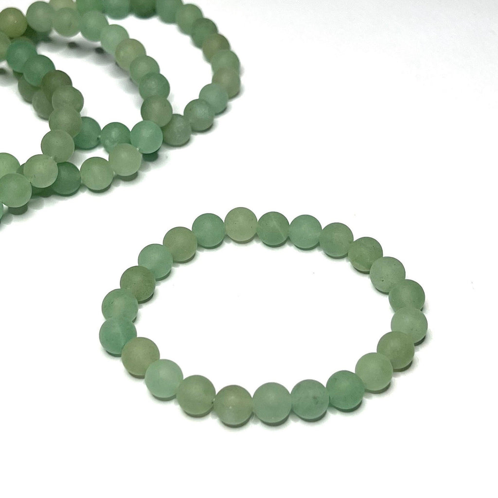 Green Aventurine Crystal Bracelet, 8mm Matte Beaded Bracelet