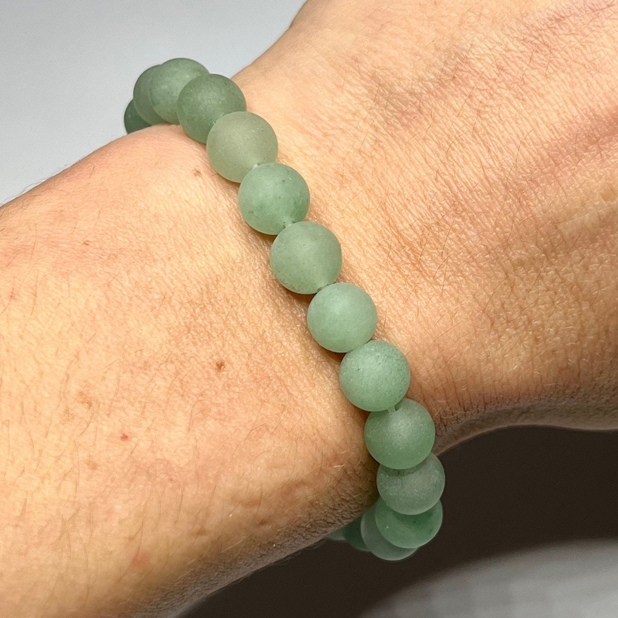 Green Aventurine Crystal Bracelet, 8mm Matte Beaded Bracelet