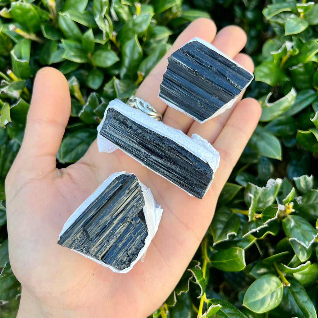 Black Tourmaline Crystal Flat, Grade AA Tourmaline Stone