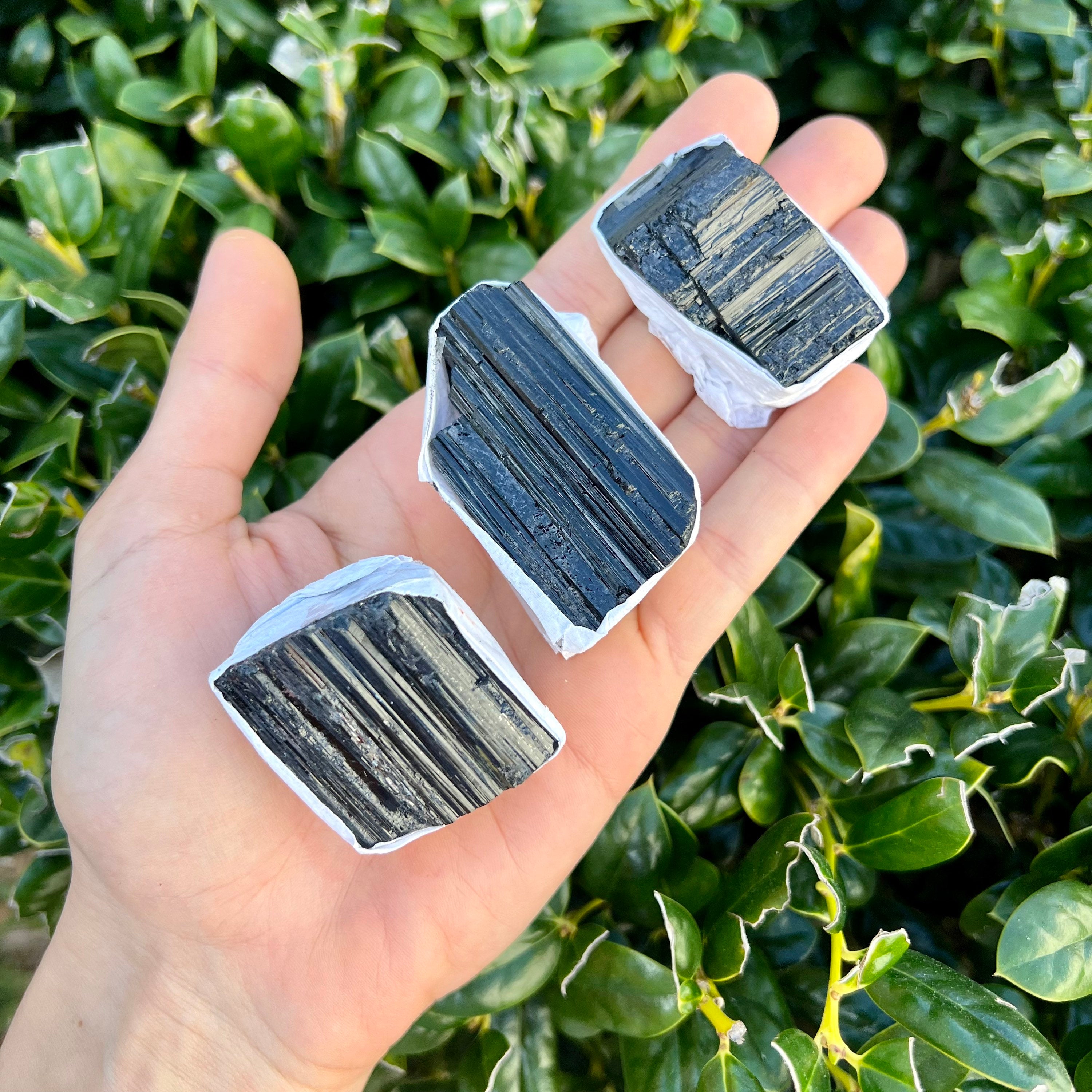 Black Tourmaline Crystal Flat, Grade AA Tourmaline Stone