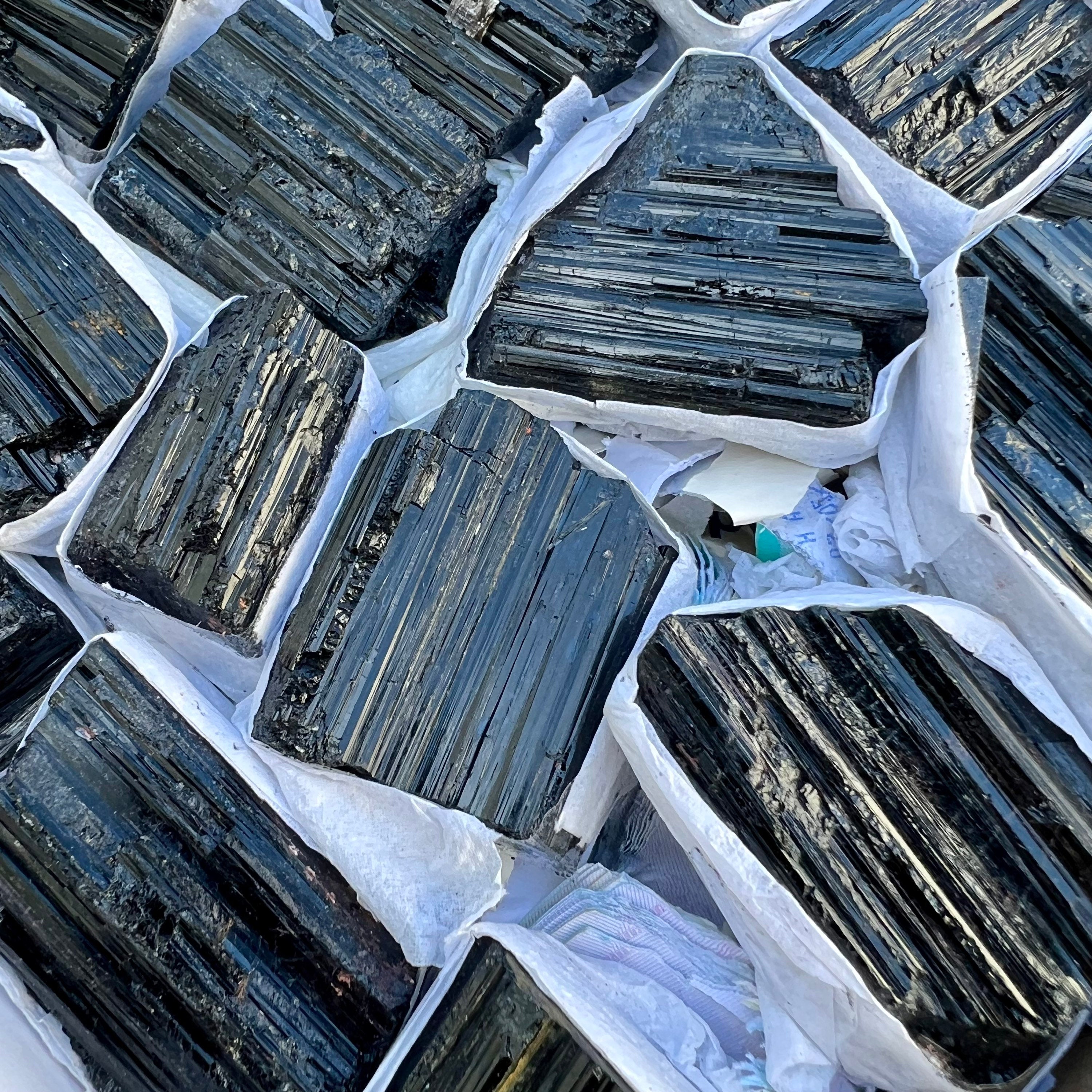 Black Tourmaline Crystal Flat, Grade AA Tourmaline Stone