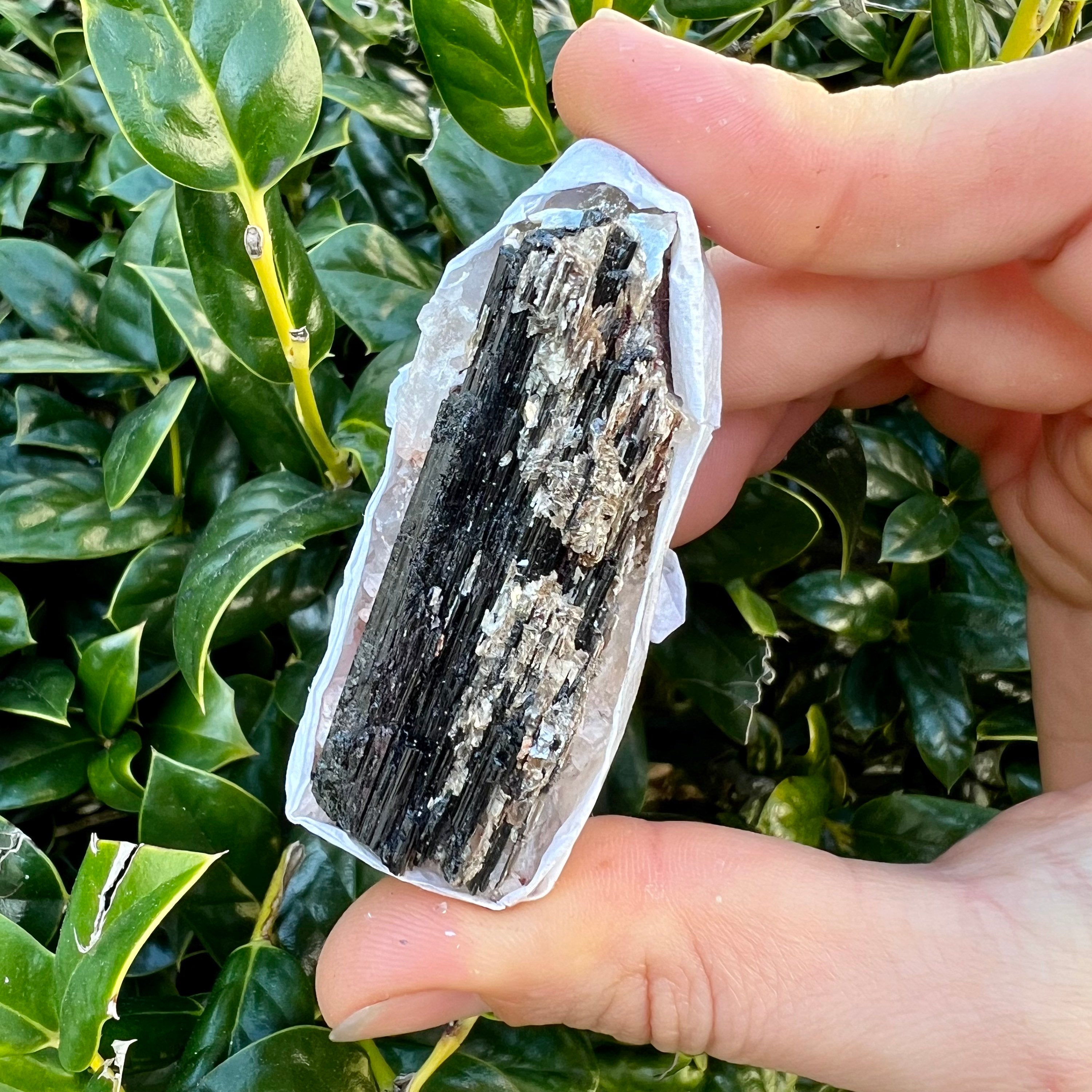 Black Tourmaline with Mica Crystal Flat, Quality 'A' Grade Tourmaline, Bulk Wholesale Crystals
