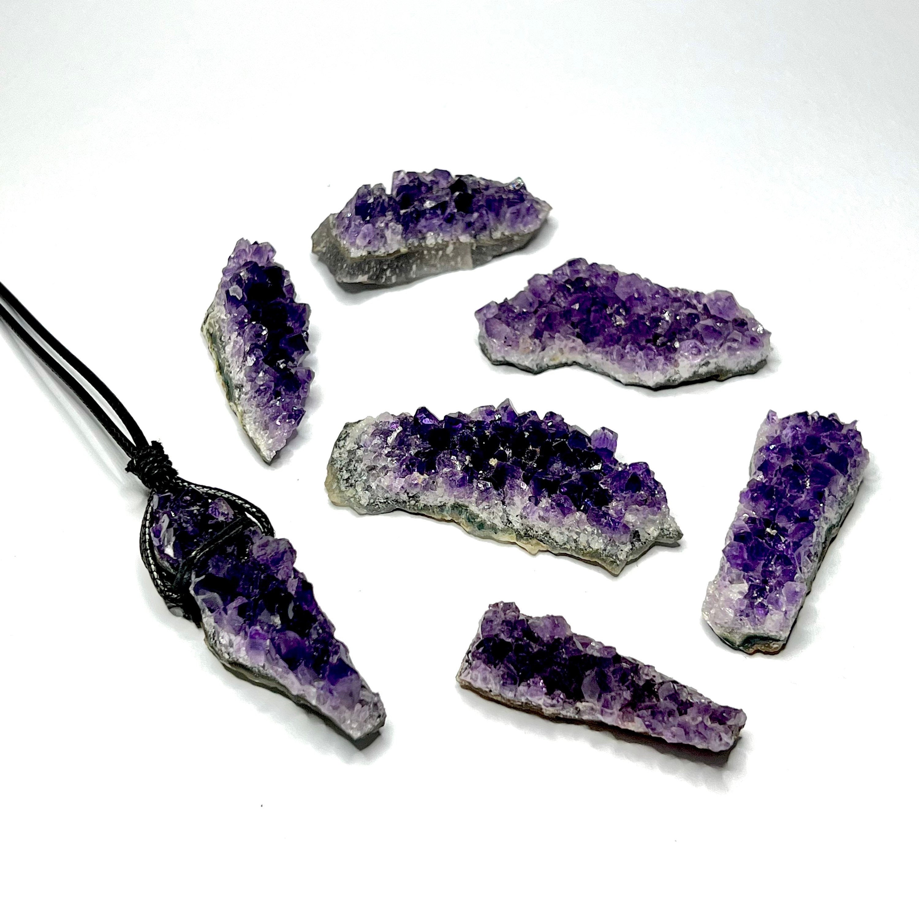 Amethyst Cluster Black Cord Necklace