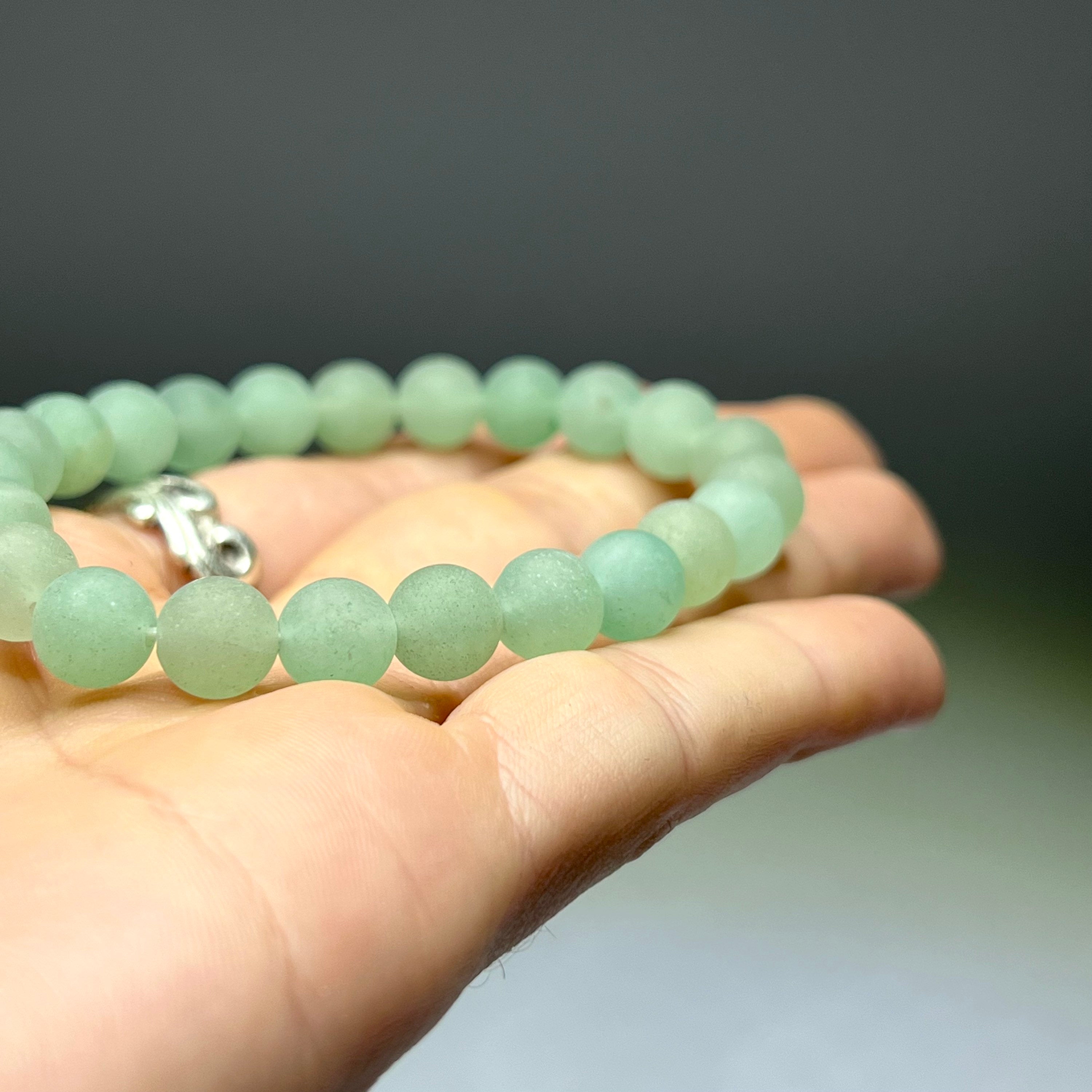 Green Aventurine Crystal Bracelet, 8mm Matte Beaded Bracelet