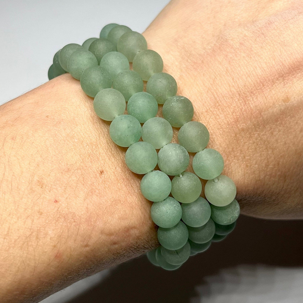 Green Aventurine Crystal Bracelet, 8mm Matte Beaded Bracelet