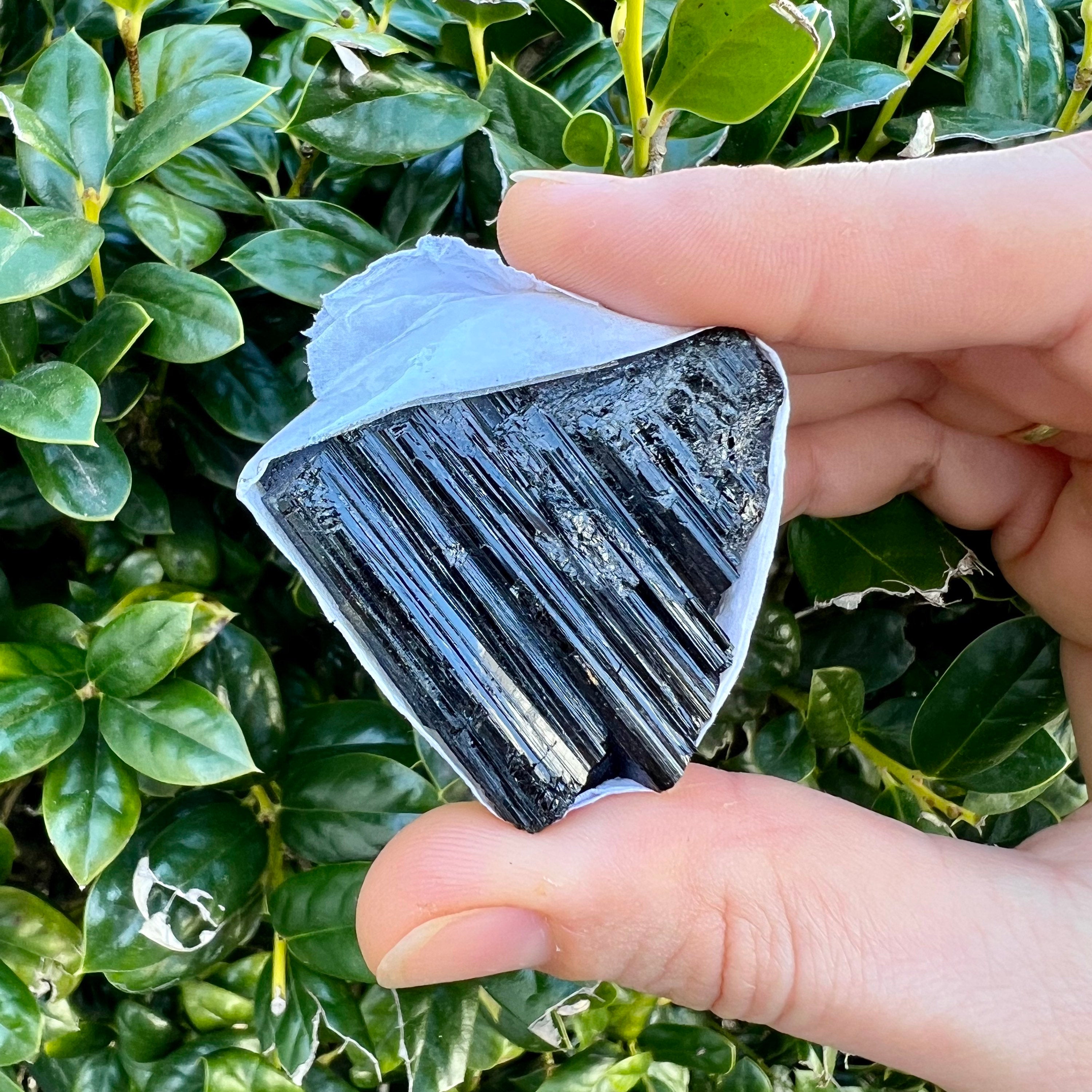 Black Tourmaline Crystal Flat, Grade AA Tourmaline Stone