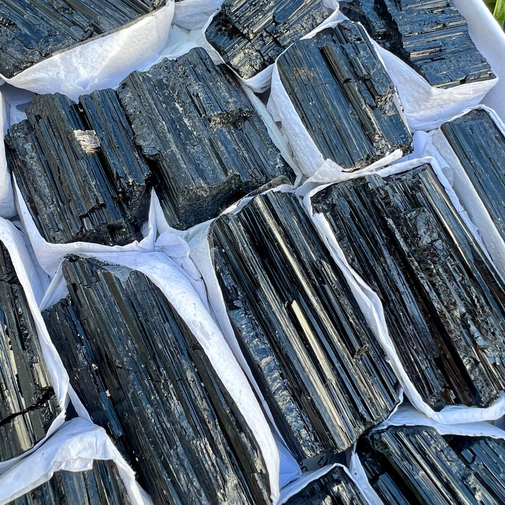 Black Tourmaline Crystal Flat, Grade AA Tourmaline Stone