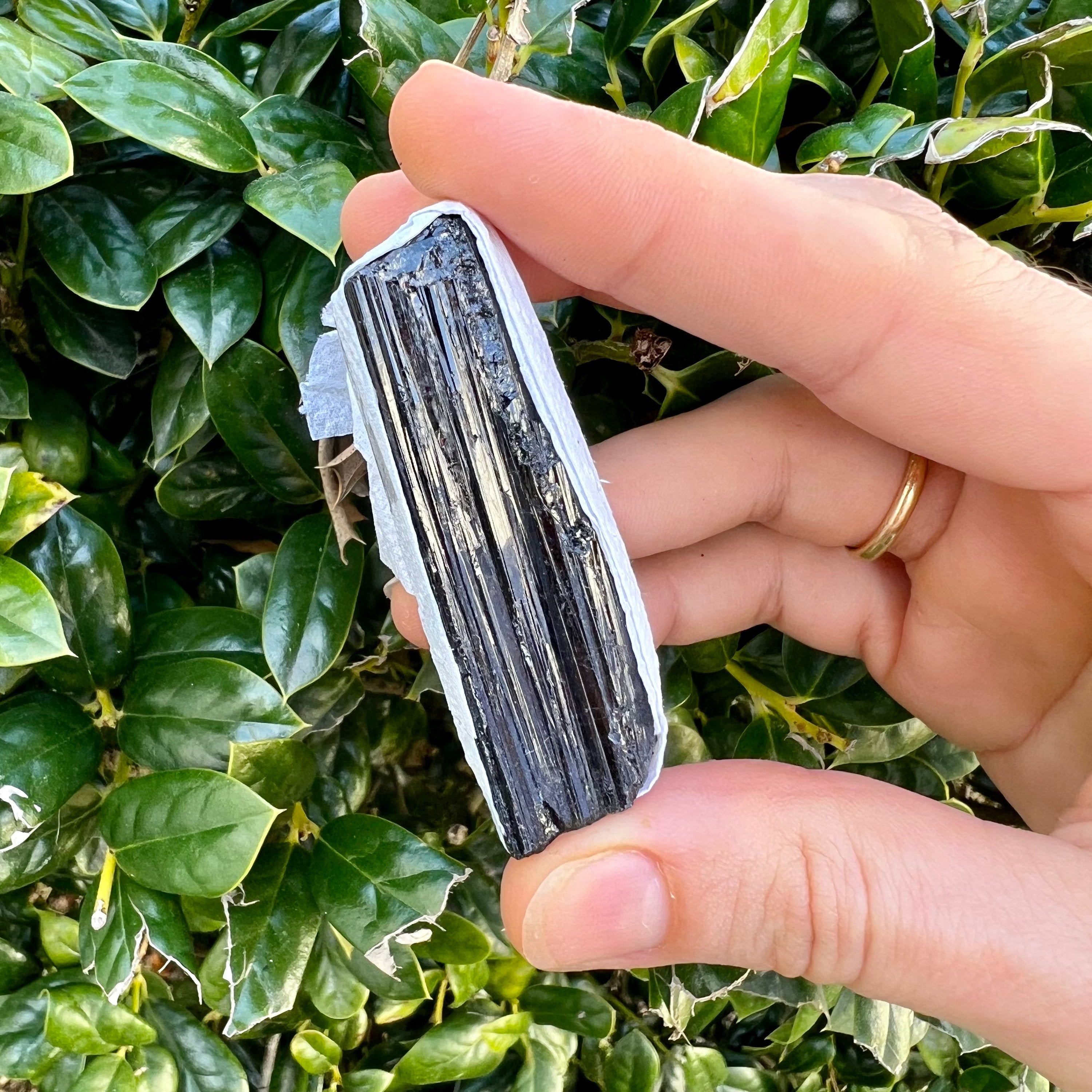 Black Tourmaline Crystal Flat, Grade AA Tourmaline Stone