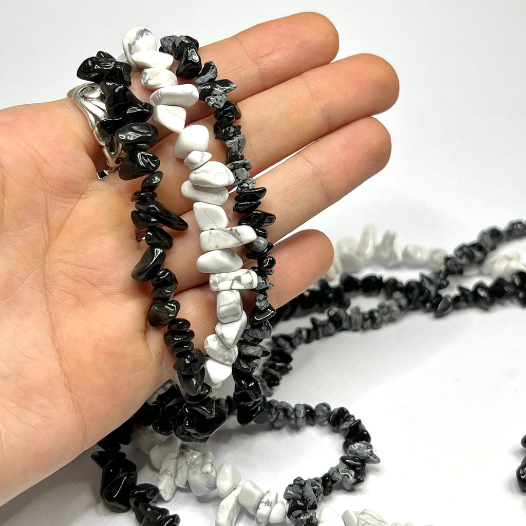 Handmade Gemstone Chips Necklace: 30 Inch Crystal Beaded Necklace
