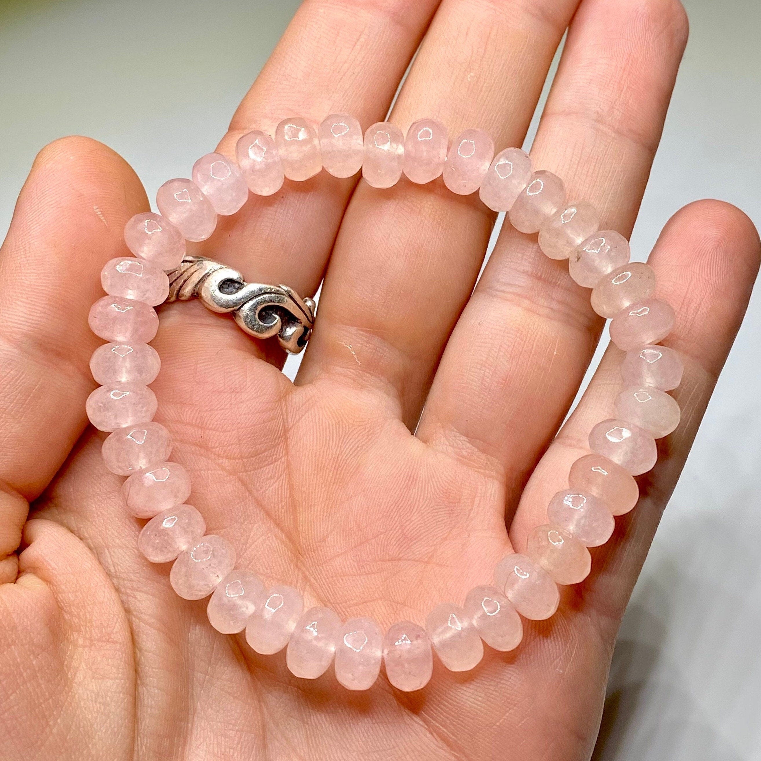 Rose Quartz Rondelle Crystal Bracelet