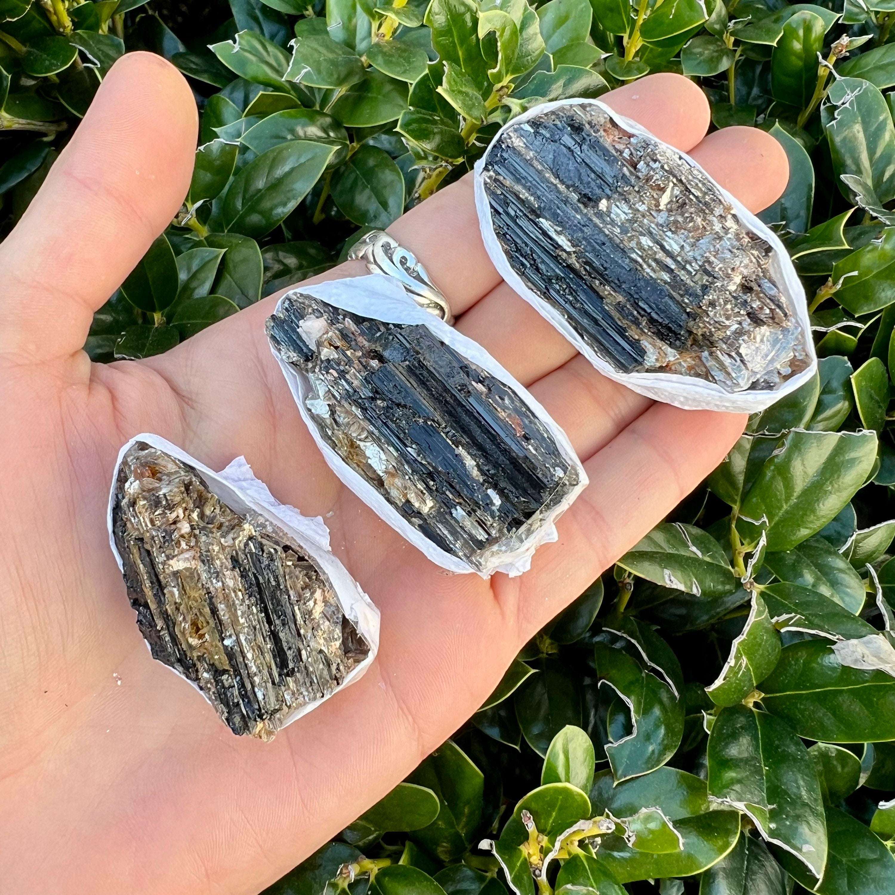 Black Tourmaline with Mica Crystal Flat, Quality 'A' Grade Tourmaline, Bulk Wholesale Crystals
