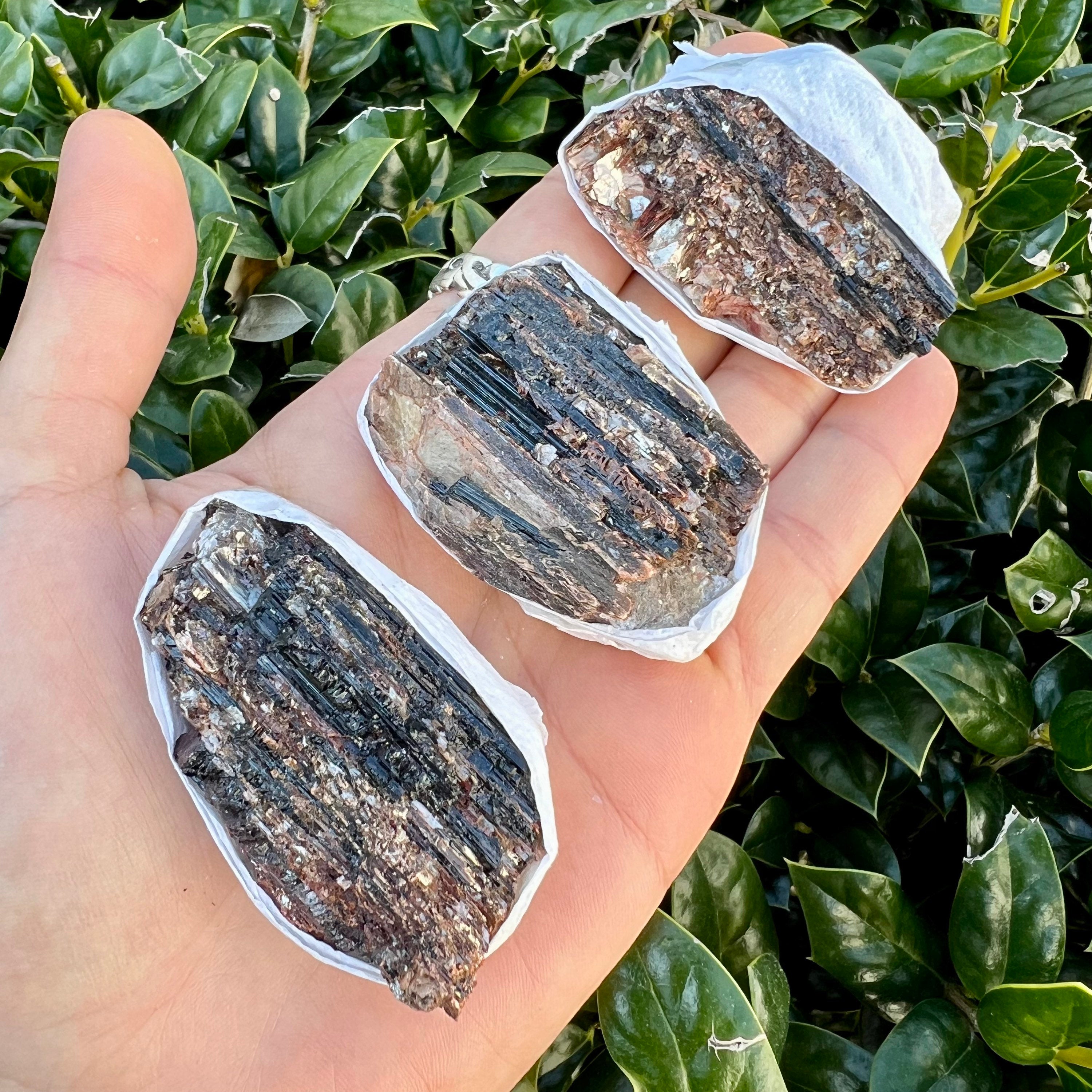 Black Tourmaline with Mica Crystal Flat, Quality 'A' Grade Tourmaline, Bulk Wholesale Crystals