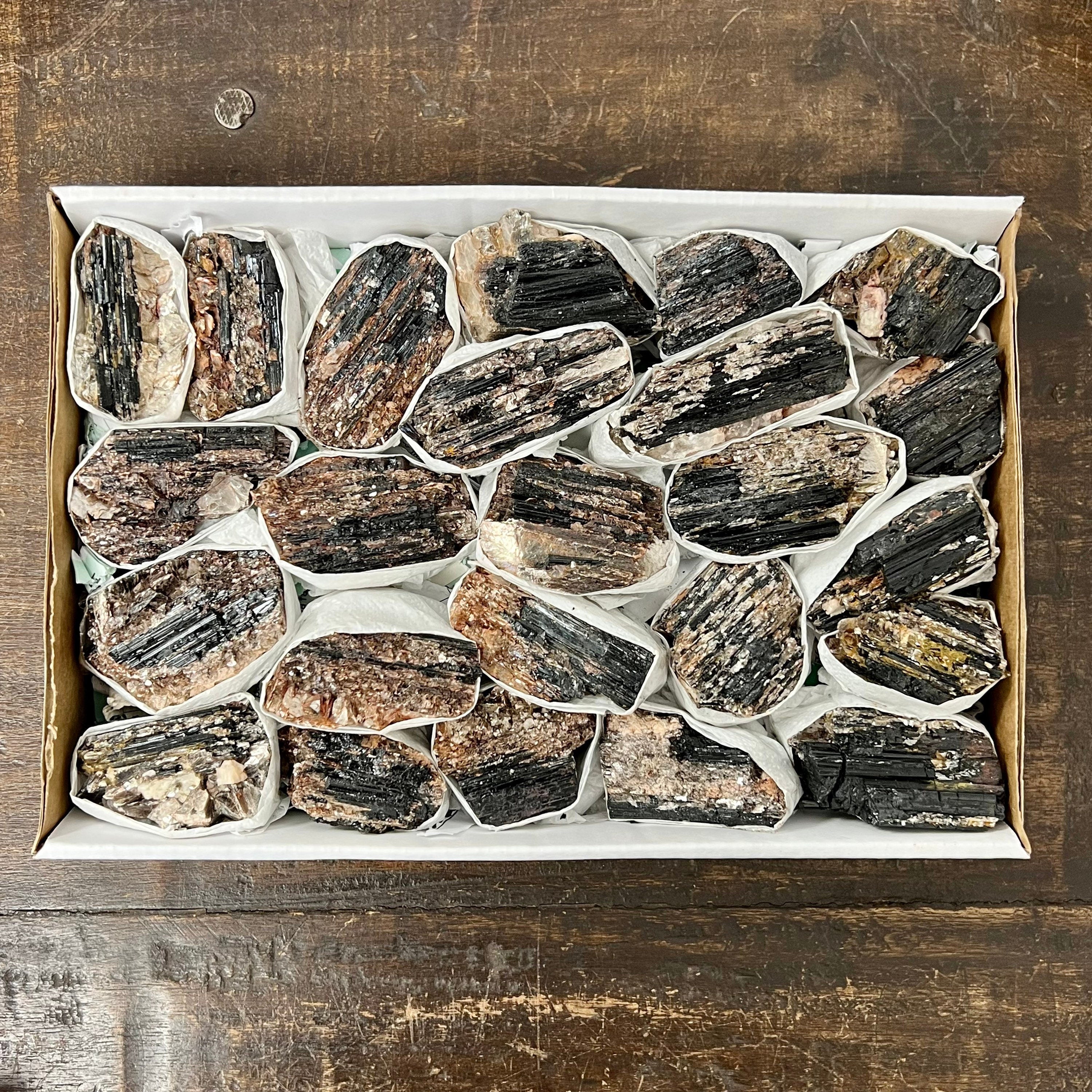 Black Tourmaline with Mica Crystal Flat, Quality 'A' Grade Tourmaline, Bulk Wholesale Crystals