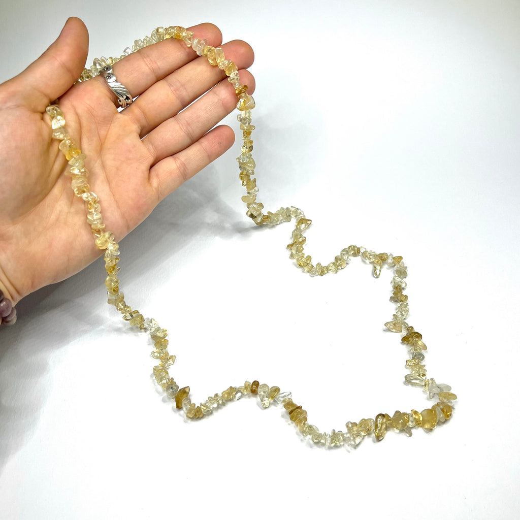 Handmade Gemstone Chips Necklace: 30 Inch Crystal Beaded Necklace