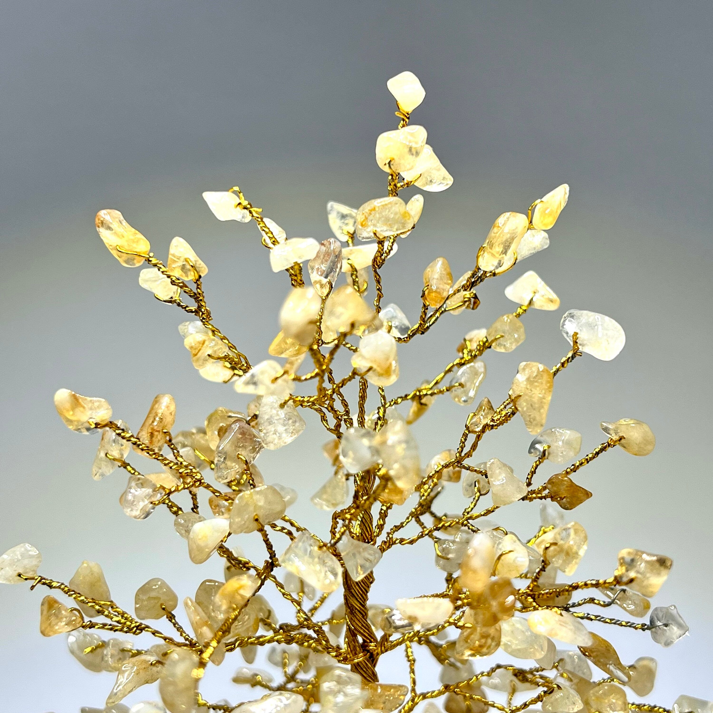 Citrine Crystal Tree: Gemstone Chips on Natural Wood Base