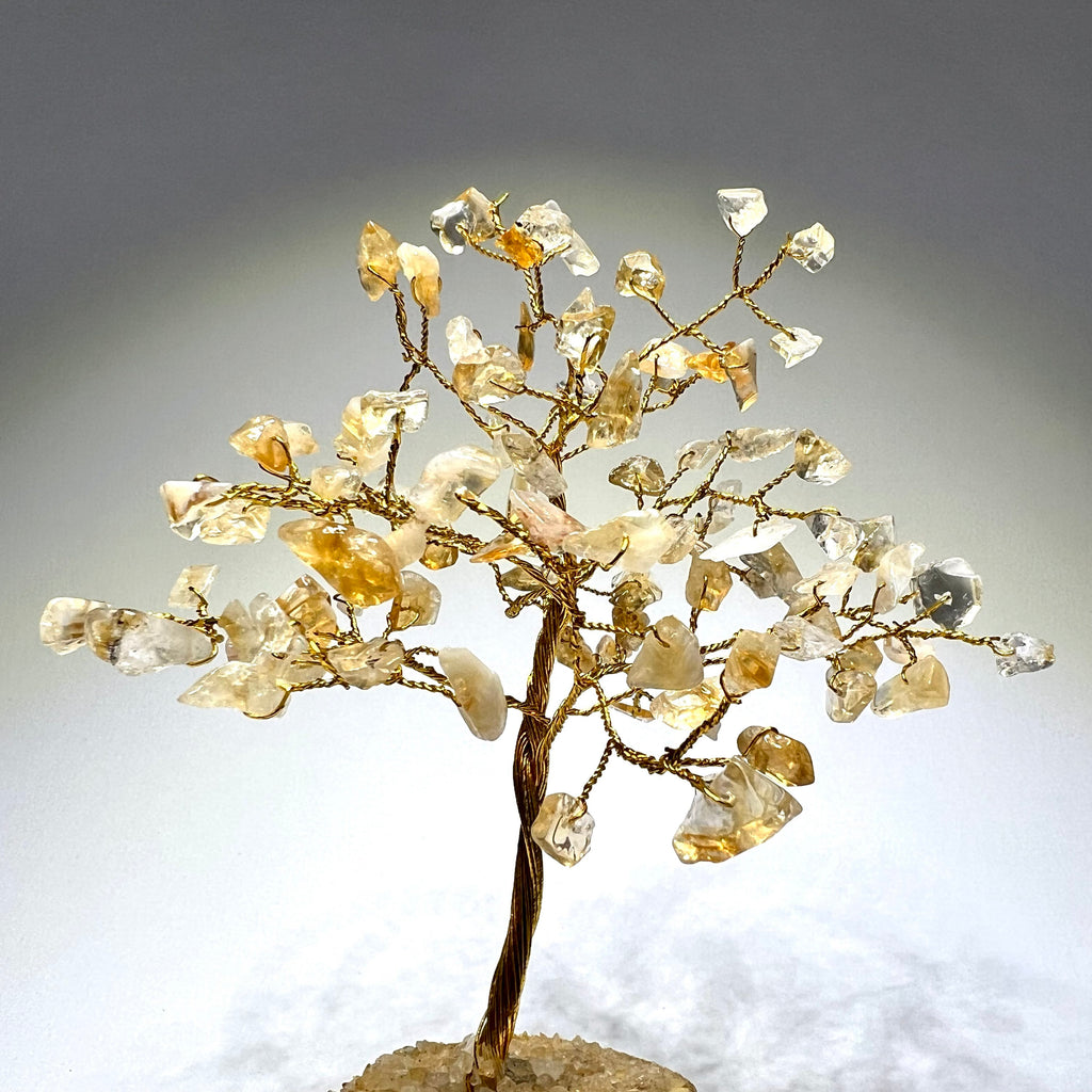 Citrine Crystal Tree: Gemstone Chips on Natural Wood Base