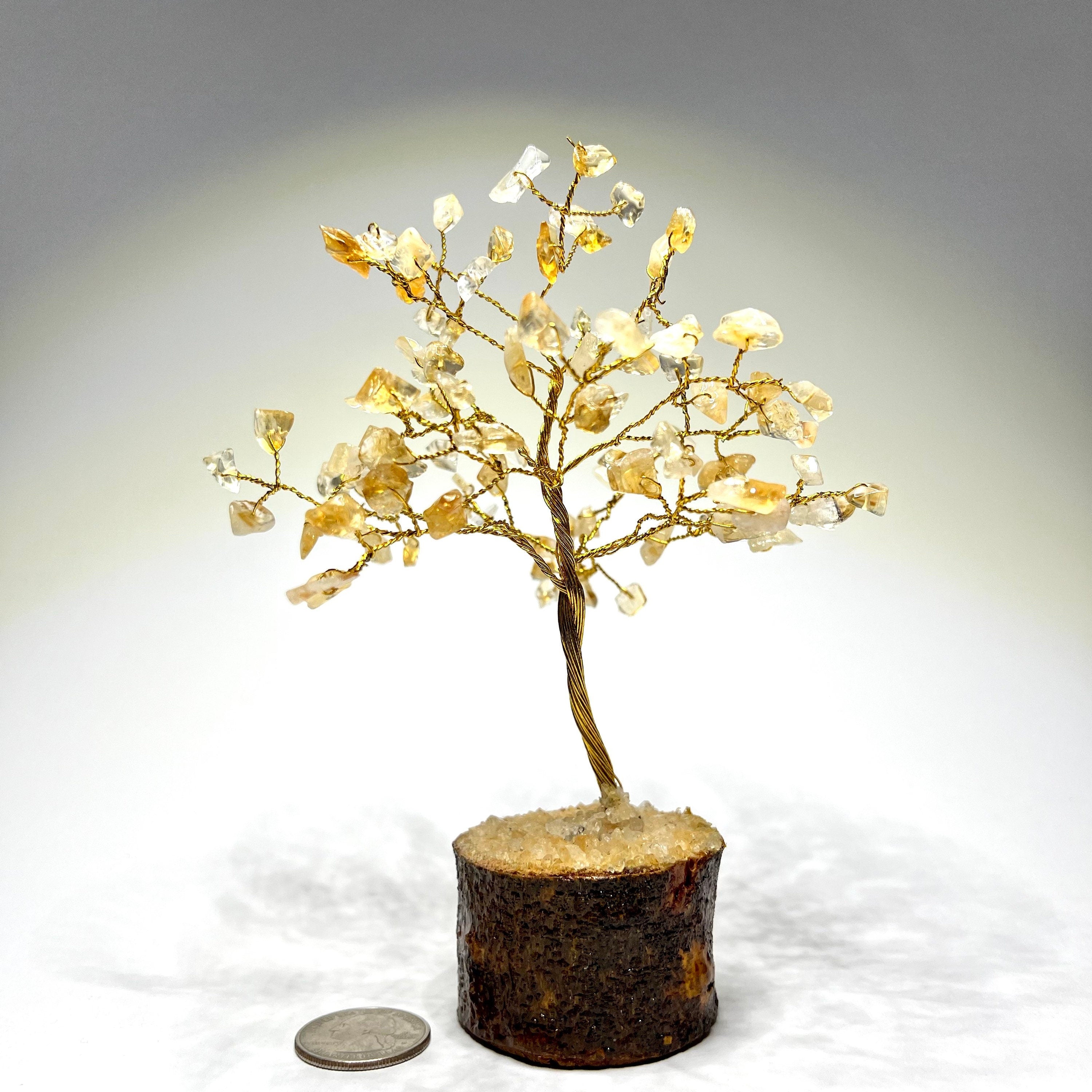 Citrine Crystal Tree: Gemstone Chips on Natural Wood Base