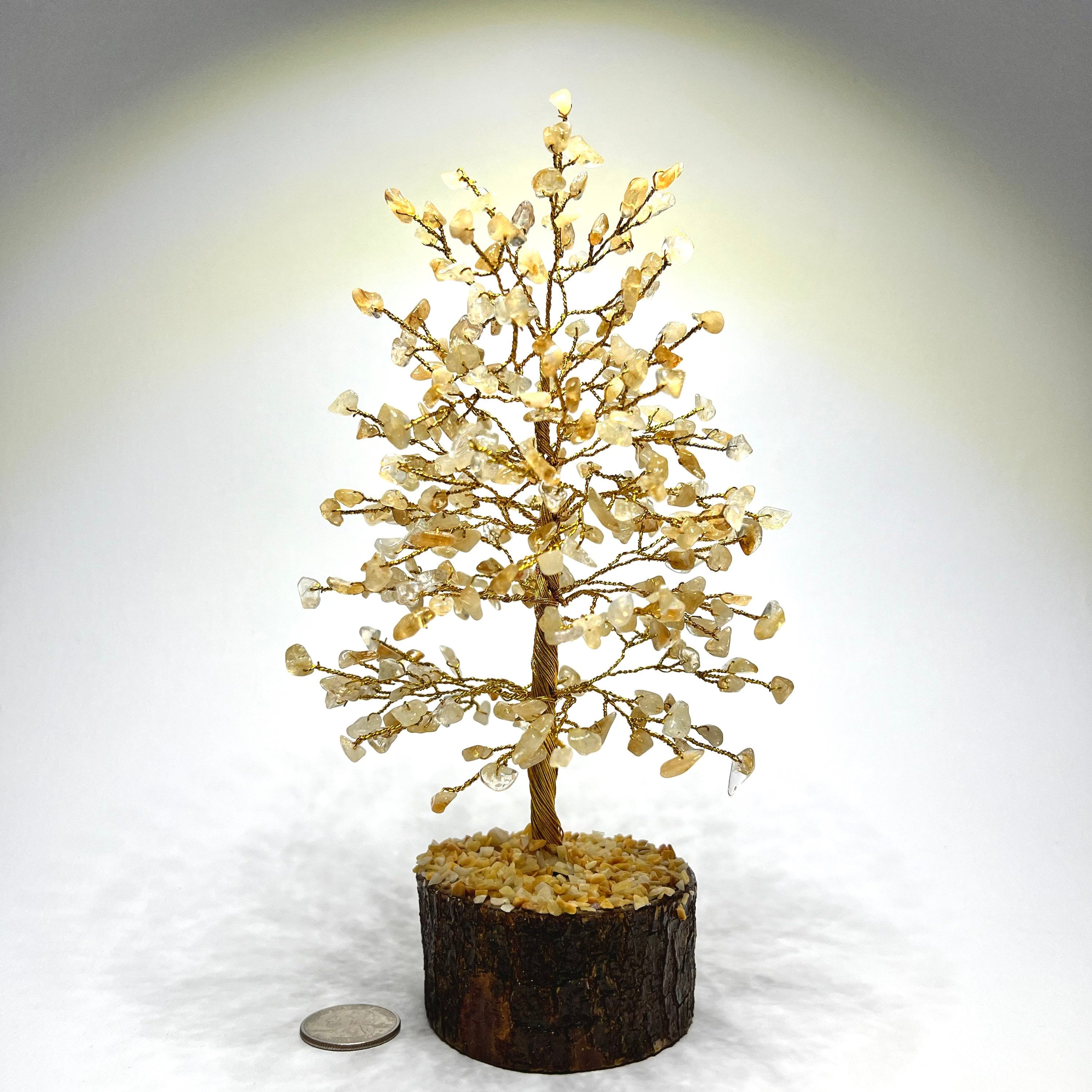 Citrine Crystal Tree: Gemstone Chips on Natural Wood Base