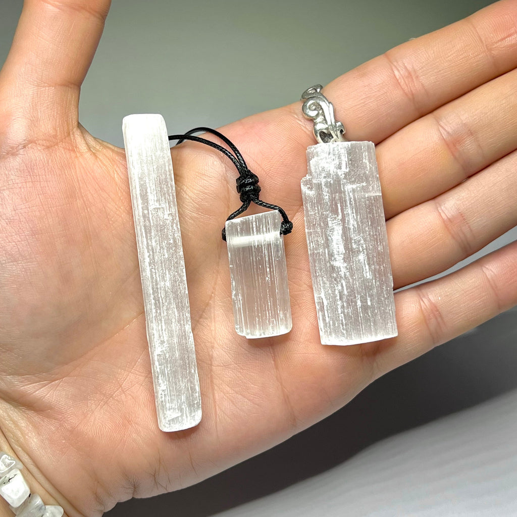 Personalized Selenite Crystal Pendant Necklace