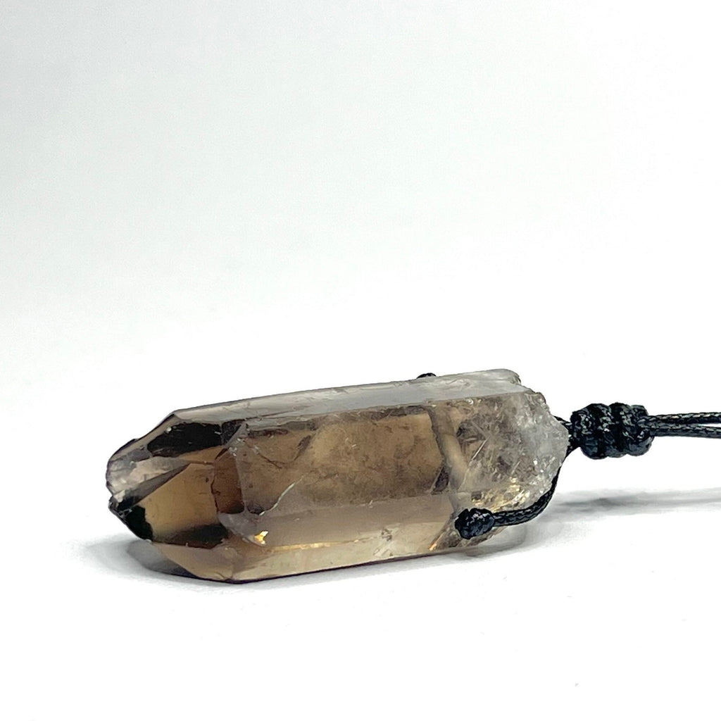 Smoky Quartz Point Necklace: Adjustable Cord Crystal Pendant