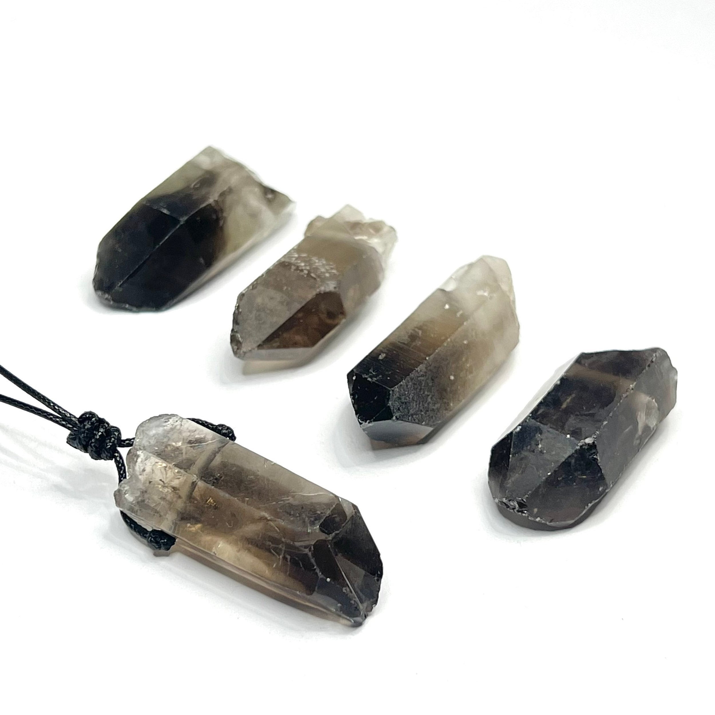 Smoky Quartz Point Necklace: Adjustable Cord Crystal Pendant