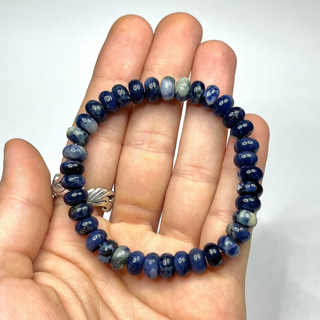 Sodalite Rondelle Beaded Bracelet - 8mm Gemstone Stretch Bracelet
