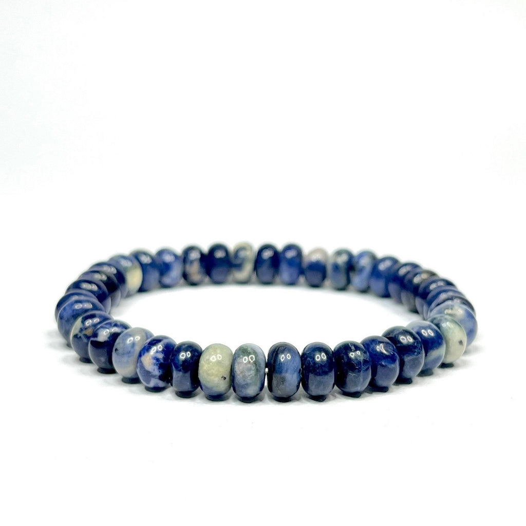Sodalite Rondelle Beaded Bracelet - 8mm Gemstone Stretch Bracelet