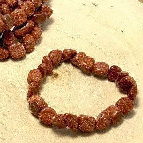 Goldstone Crystal Bracelet: Handmade Tumbled Stone Beaded Bracelet