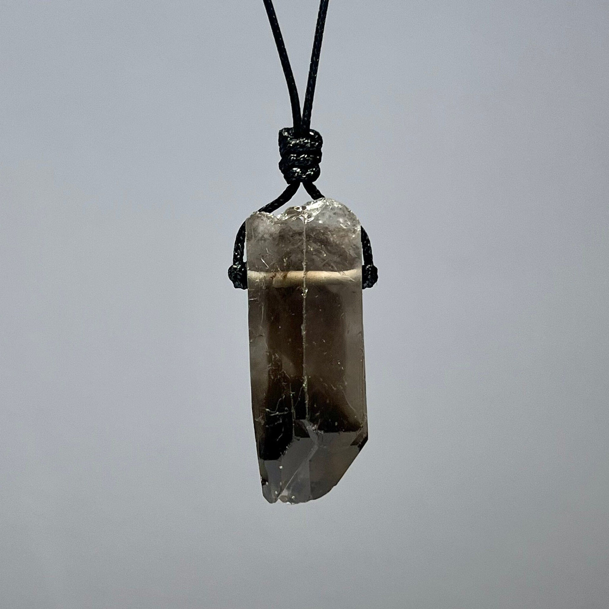Smoky Quartz Point Necklace: Adjustable Cord Crystal Pendant