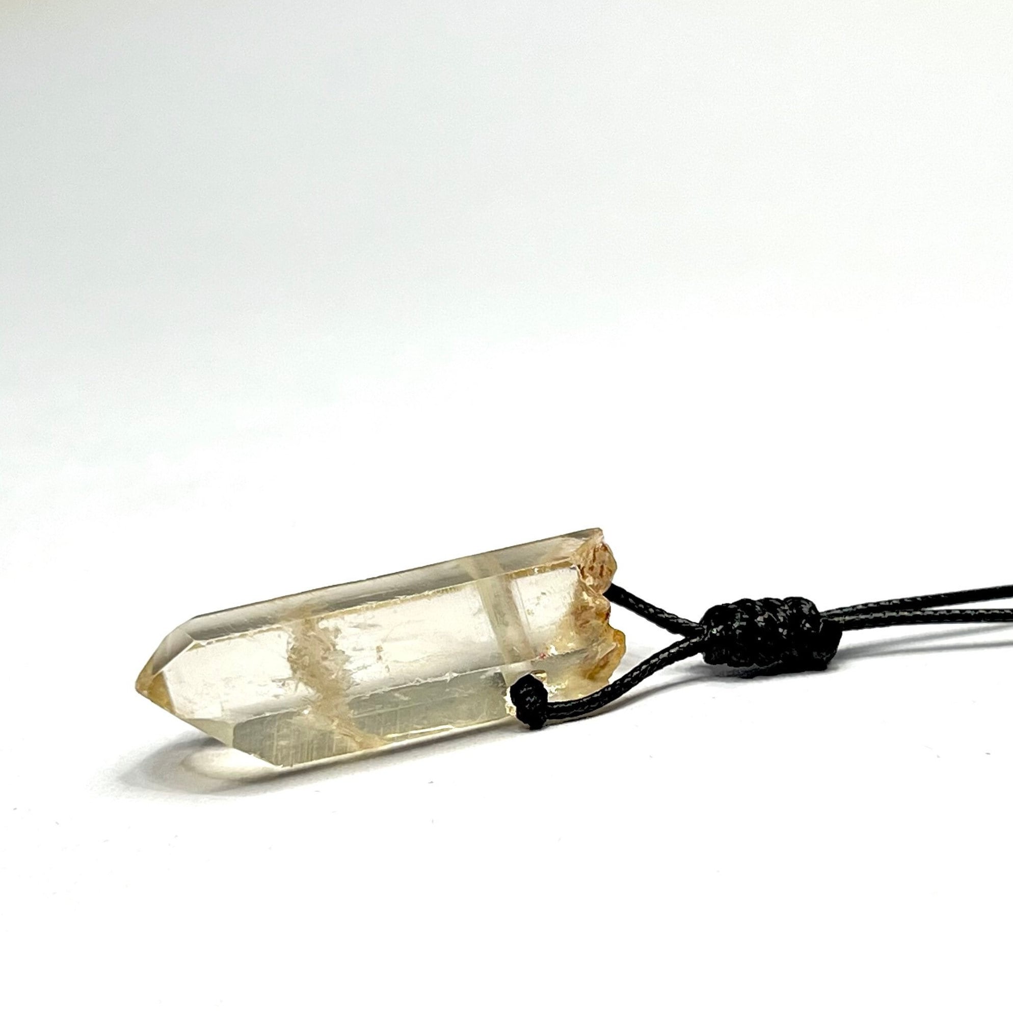 Natural Citrine Crystal Necklace | Handmade Black Cord Pendant Necklace