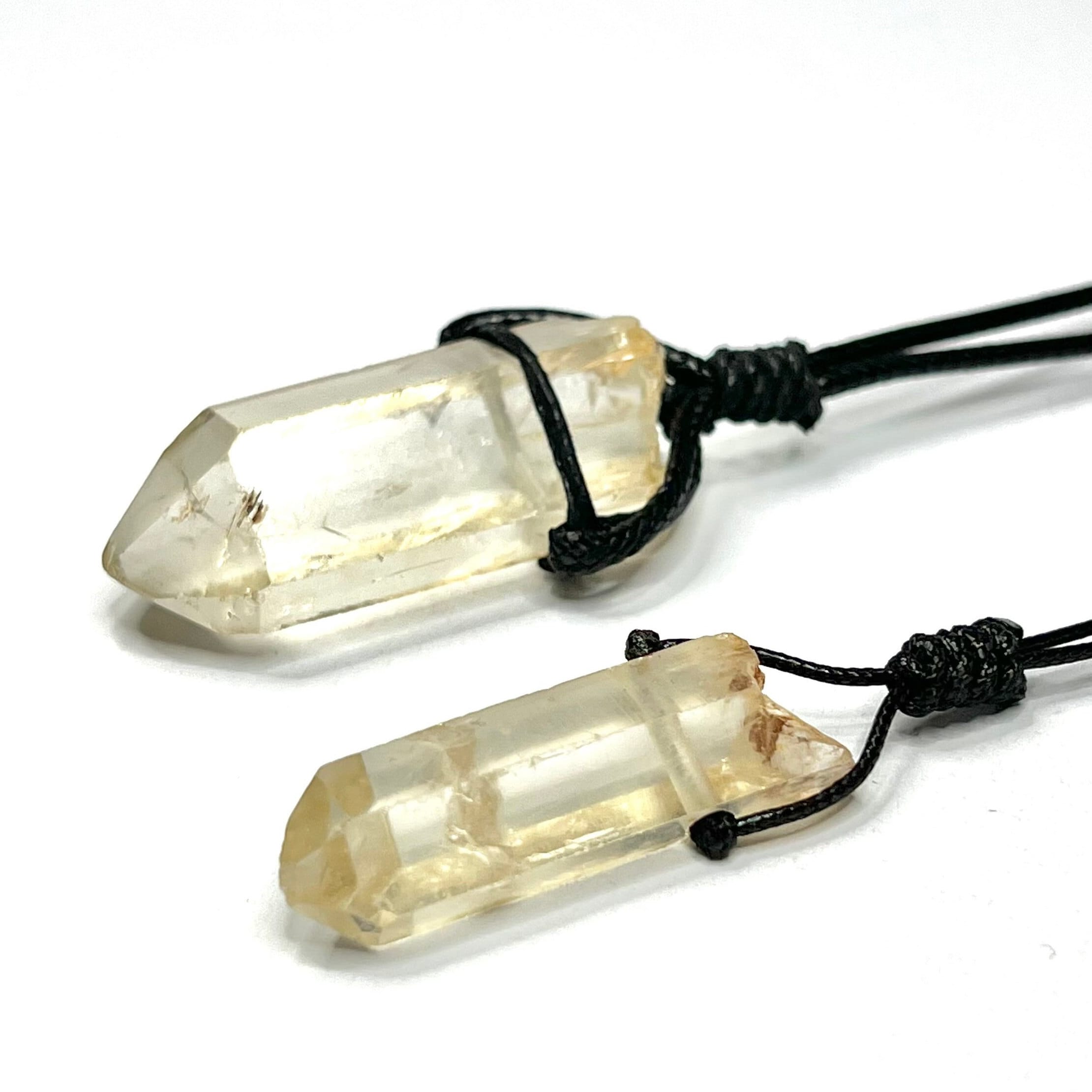 Natural Citrine Crystal Necklace | Handmade Black Cord Pendant Necklace