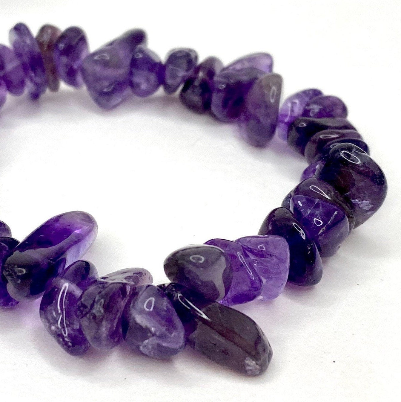 Amethyst Crystal Chip Bracelet: Calming Gemstone Stretch Bracelet