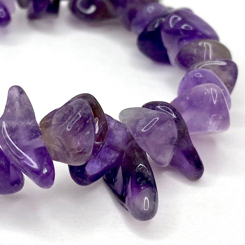 Amethyst Crystal Chip Bracelet: Calming Gemstone Stretch Bracelet