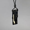 Black Tourmaline Crystal Cord Necklace: 30' Adjustable Gemstone Necklace