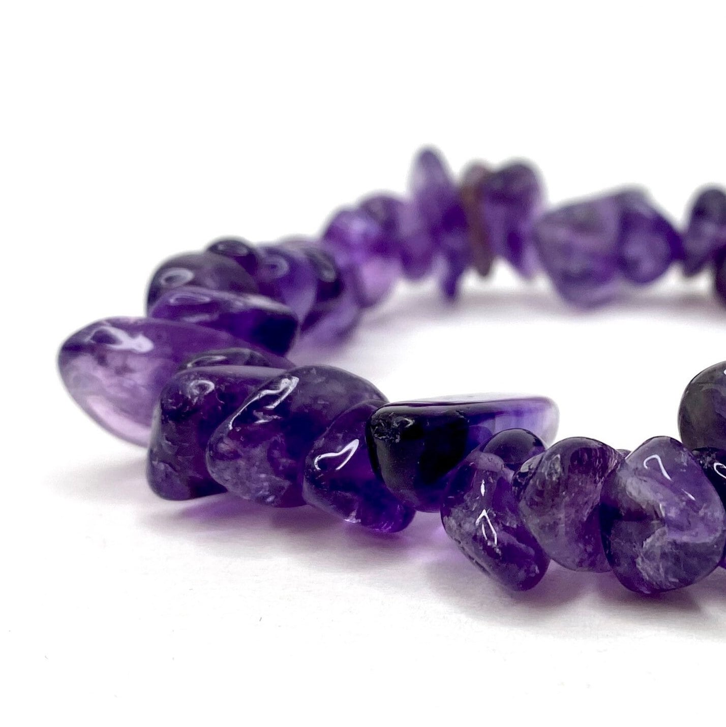 Amethyst Crystal Chip Bracelet: Calming Gemstone Stretch Bracelet