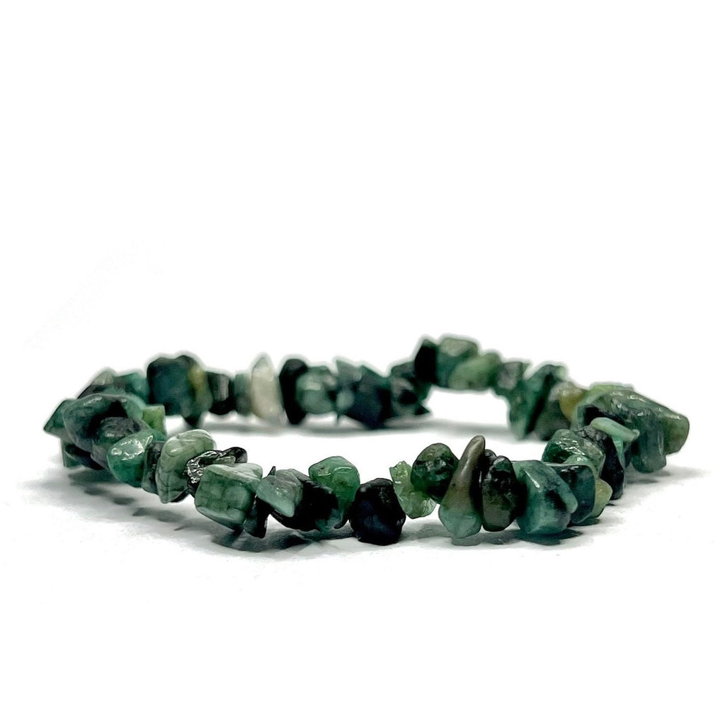 Emerald Chip Crystal Bracelet: Beaded Gemstone Stretch Bracelet