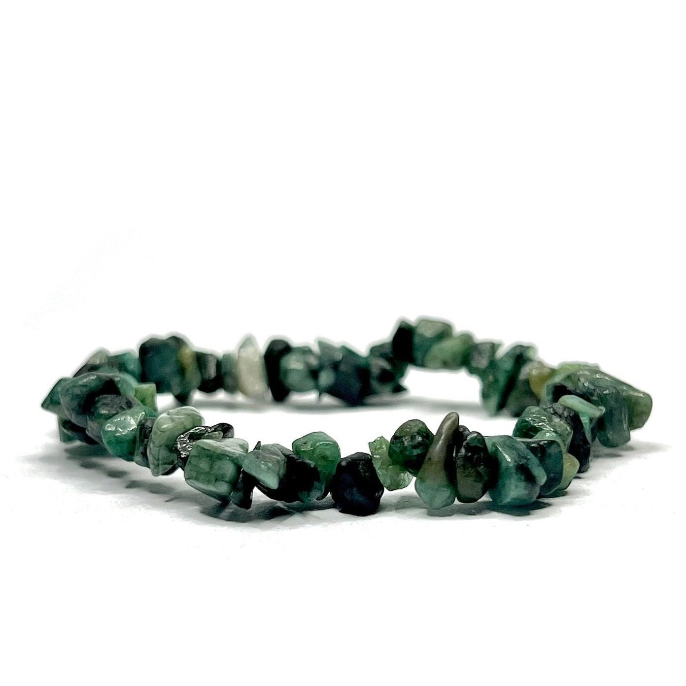 Emerald Chip Crystal Bracelet: Beaded Gemstone Stretch Bracelet