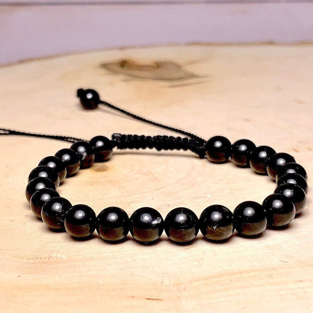 Black Tourmaline Crystal Bracelet: Personalized, 6mm, 8mm and 10mm Beads