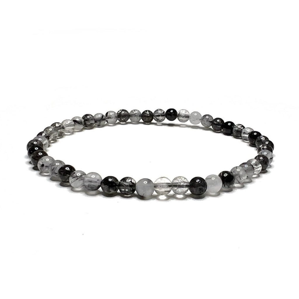 Tourmalinated Quartz Crystal Bracelet, Handmade Gemstone Beaded Bracelet - #2