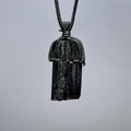 Raw Black Tourmaline Crystal Necklace: Gemstone Cord Pendant Necklace