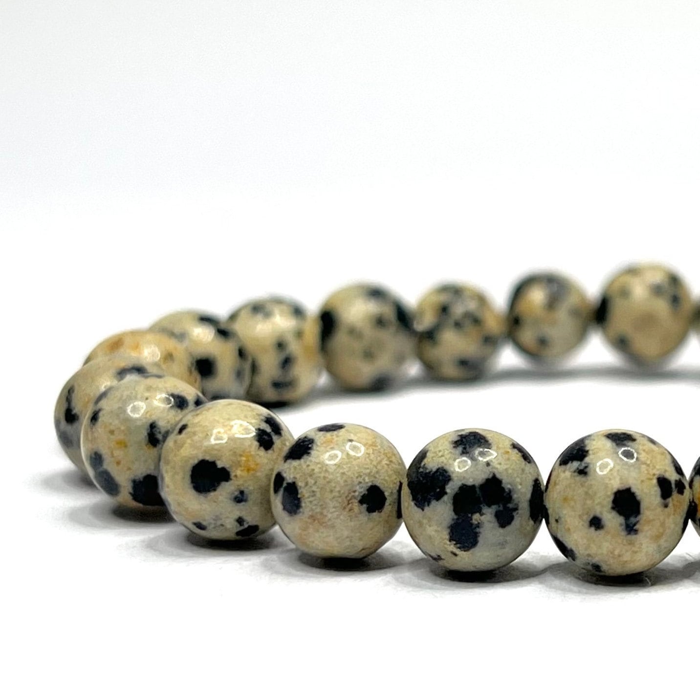 Dalmatian Jasper Crystal Bracelet: Gemstone Beaded Stretch Bracelet