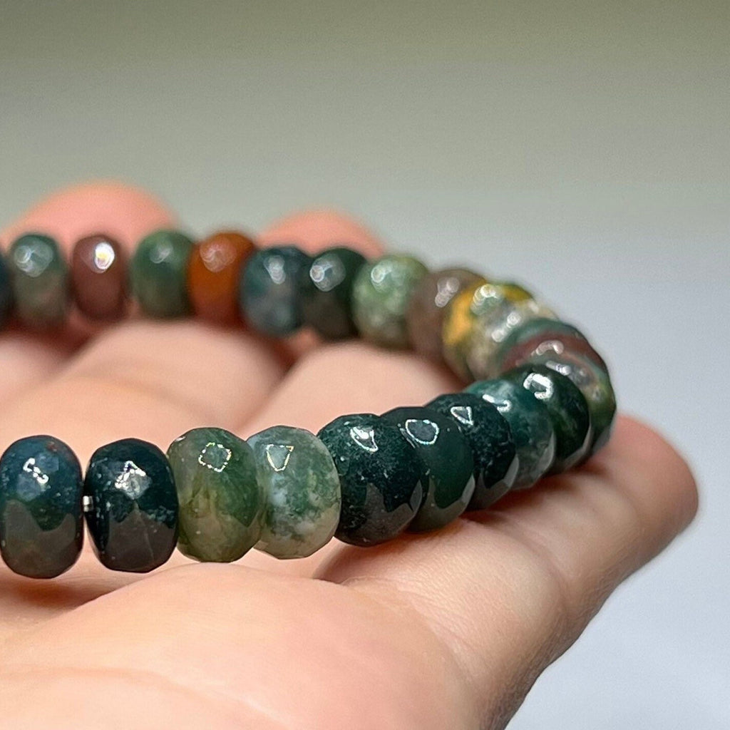 Faceted Fancy Jasper Bracelet: 8mm Rondelle Crystal Beads