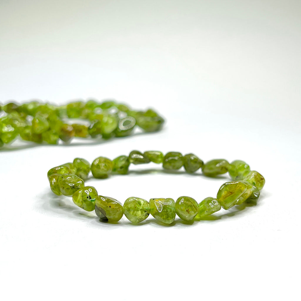 Peridot Crystal Beaded Bracelet: Handmade Gemstone Bead Bracelet