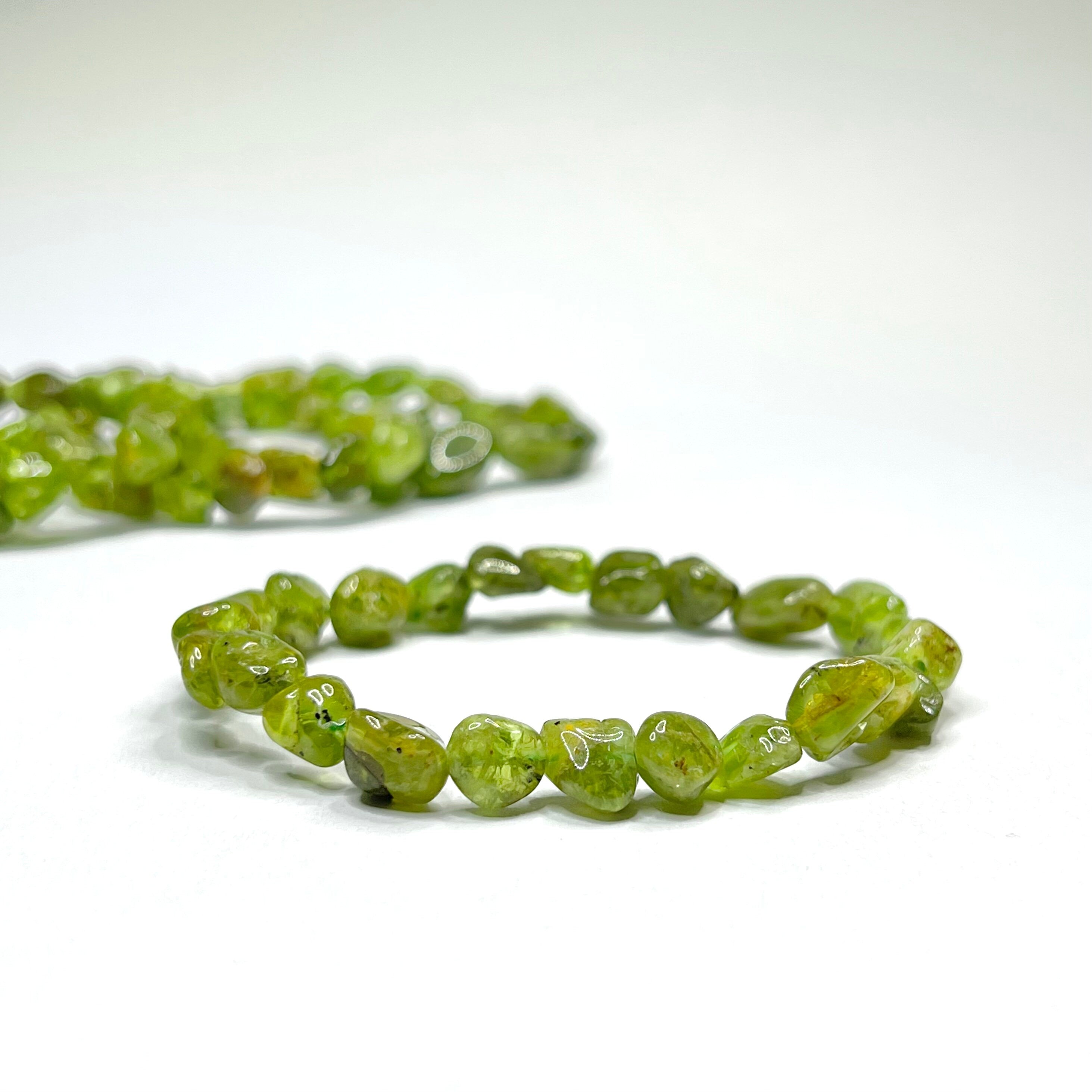 Peridot Crystal Beaded Bracelet: Handmade Gemstone Bead Bracelet