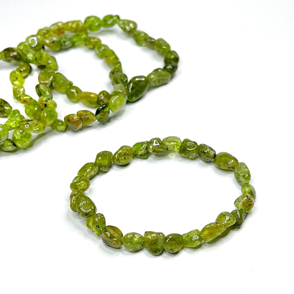 Peridot Crystal Beaded Bracelet: Handmade Gemstone Bead Bracelet