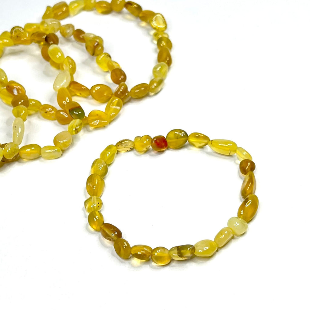 Yellow Opal Crystal Bracelet: 6mm Gemstone Beaded Stretch Bracelet